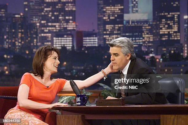 Episode 2034 -- Pictured: Actress Jane Kaczmarck during an interview with host Jay Leno on April 10, 2001 --