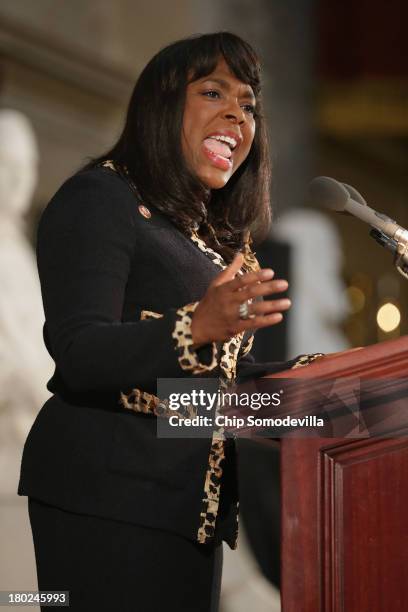 Rep. Terri Sewell speaks during a ceremony to posthumously award the Congressional Gold Medal to the four young girls who were killed in the 16th...