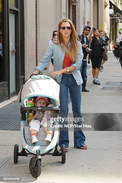 Actress Jessica Alba and daughter Haven Warren are sighted on September 9, 2013 in New York City.