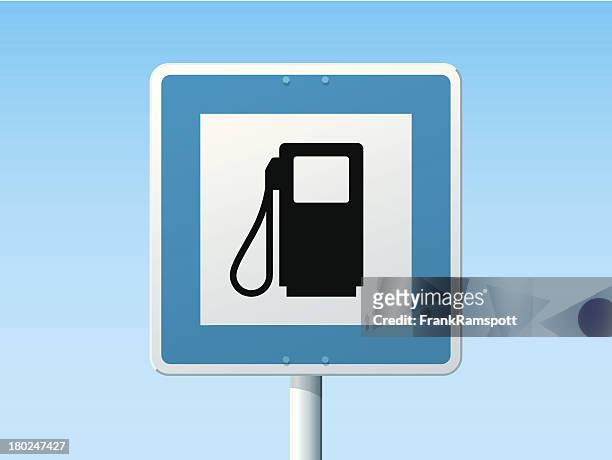 stockillustraties, clipart, cartoons en iconen met gas station german road sign - benzinestation