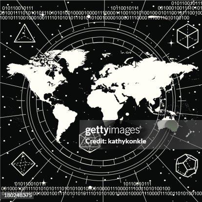 World map and data stream World map and data stream