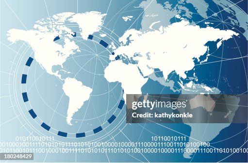 White world map with data stream White world map with data stream