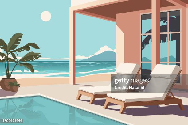 vacation - summer swimming pool background stock illustrations