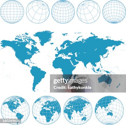 Carte du monde bleu et de Modélisation 3D globes Carte du monde bleu et de Modélisation 3D globes