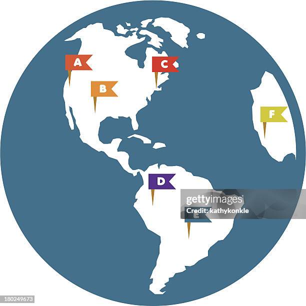 earth with map pins - earth stencil stock illustrations