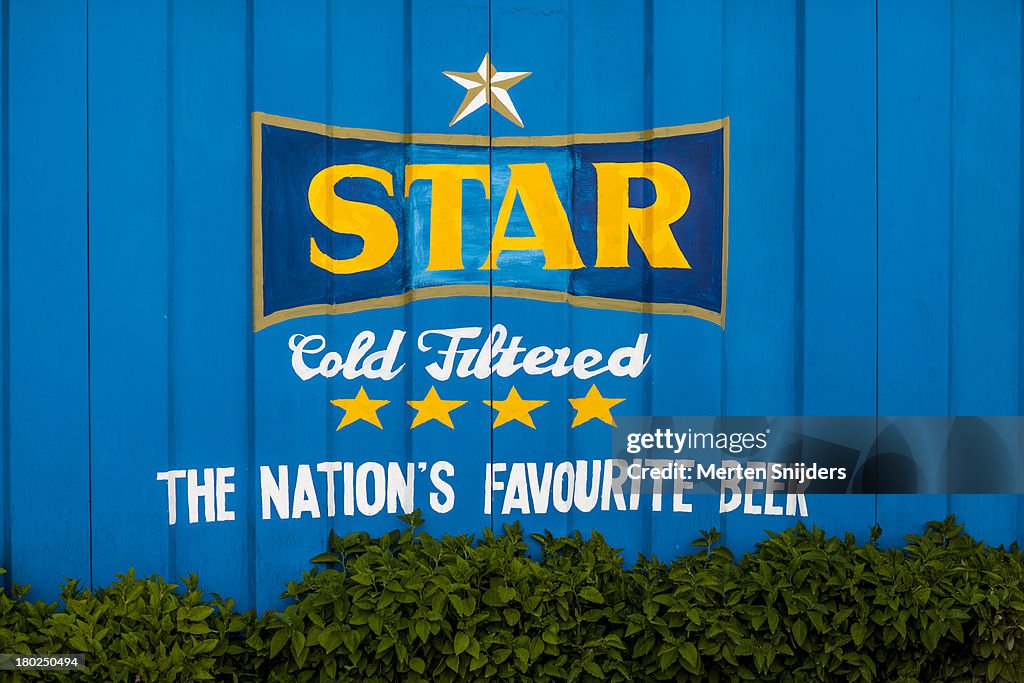 Ghana's Star Beer freshly painted on wall