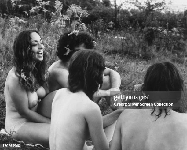 Group of naked festival-goers in 'Woodstock', Michael Wadleighs 1970 documentary film on the Woodstock Festival, held in Bethel, New York, in August...