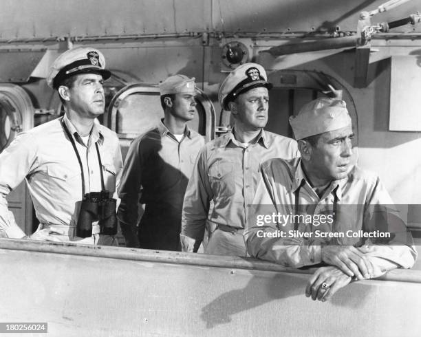 Fred MacMurray , Robert Francis , Van Johnson and Humphrey Bogart in 'The Caine Mutiny', directed by directed by Edward Dmytryk, 1954.