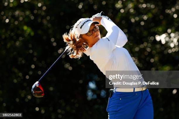 Brooke M. Henderson of Canada plays her shot from the 11th tee during the final round of the CME Group Tour Championship at Tiburon Golf Club on...