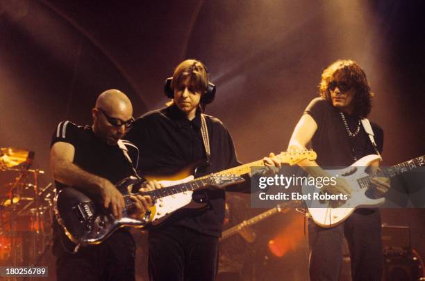 Joe Satriani, Eric Johnson and Steve Vai perform at the Beacon Theatre in New York City on October 25, 1996.