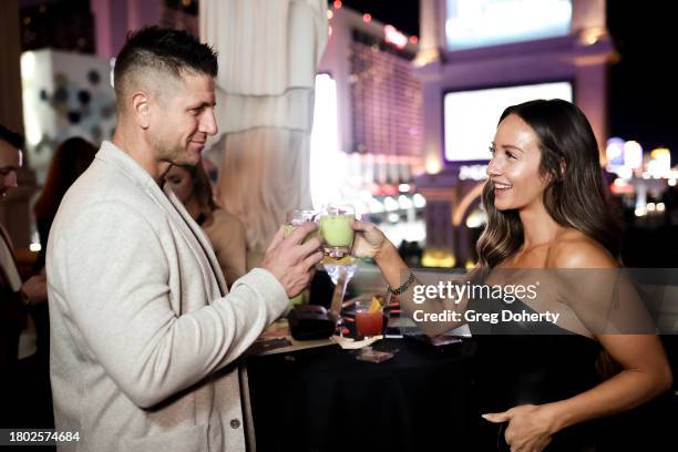 Brett Perry and Lauren Perry attend Haute Living celebrating Sir Rod Stewart with The Singapore Tourism Board and artist Johnathan Schultz at Sushi...