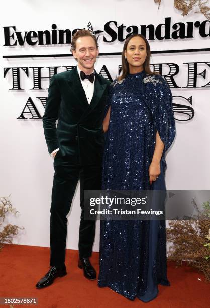 Tom Hiddleston and Zawe Ashton attend the Evening Standard Theatre Awards 2023 at Claridge's Hotel on November 19, 2023 in London, England.