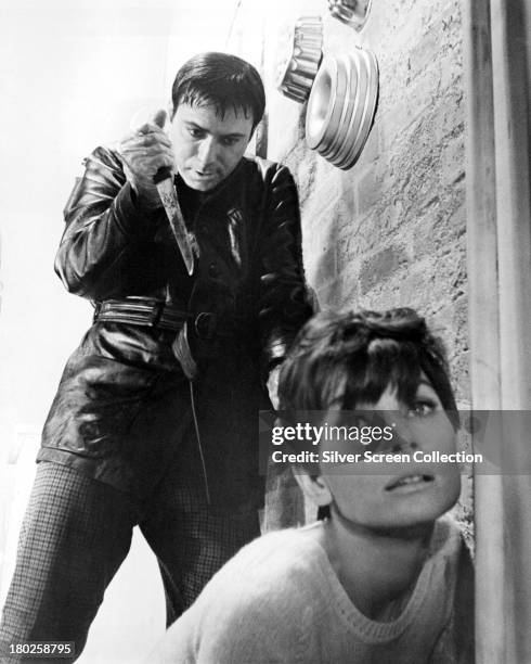 Audrey Hepburn , as Susy Hendrix, and Alan Arkin as Harry Roat in a publicity still for 'Wait Until Dark', directed by Terence Young, 1967.