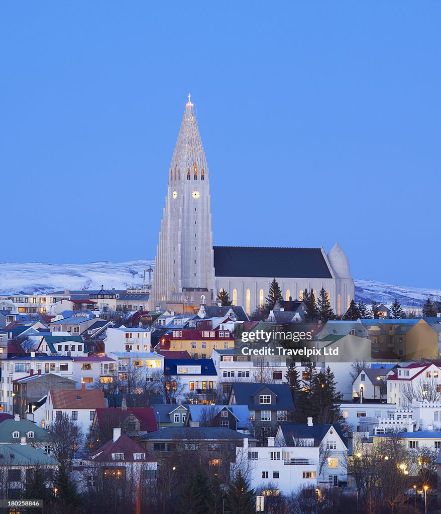 View of Hallgrimskirkja Church, Reykjavik