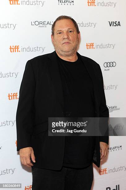Producer Harvey Weinstein arrives at the Asian Film Summit during the 2013 Toronto International Film Festival at Shangri-La Hotel on September 10,...