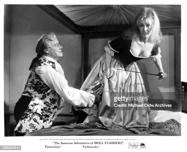 Actor Vittorio De Sica and actress Kim Novak on set of the Paramount Pictures movie "The Amorous Adventures of Moll Flanders" in 1965.