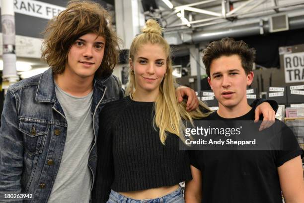 Dot Major, Hannah Reid and Dan Rothman of the band London Grammar posed backstage at Rough Trade East on September 10, 2013 in London, England.