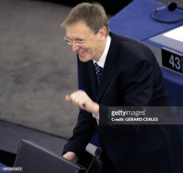 Commissioner for science and research Janez Potocnik of Slovenia takes part 13 January 2005 a plenary session debate of the European Parliament on...