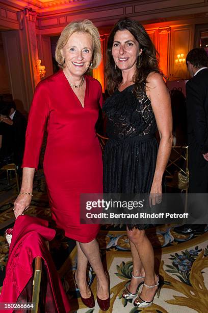 Baroness Antoinette Seilliere and Denise Vilgrain attend a charity dinner hosted by the Claude Pompidou foundation at Four Seasons Hotel George V, on...