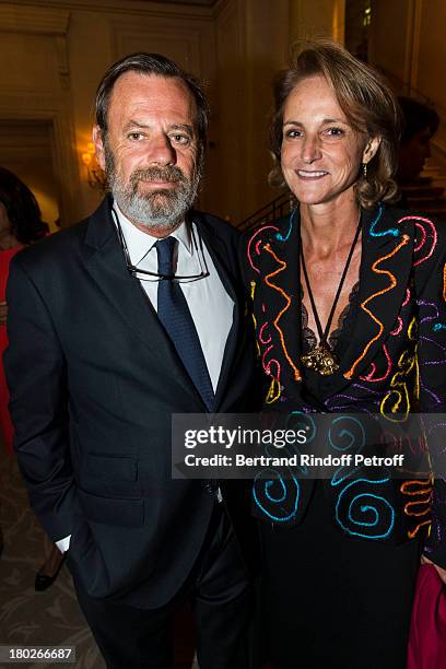 Louis Benech and Marie-Laure de Villepin attend a charity dinner hosted by the Claude Pompidou foundation at Four Seasons Hotel George V, on...