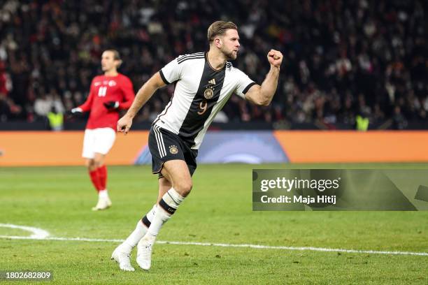 Niclas Fullkrug of Germany celebrates after scoring the team's second goal during an international friendly match between Germany and Turkey at...