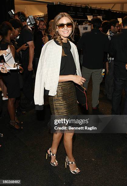 Olivia Palermo attends the Dennis Basso show during Spring 2014 Mercedes-Benz Fashion Week at The Stage at Lincoln Center on September 10, 2013 in...