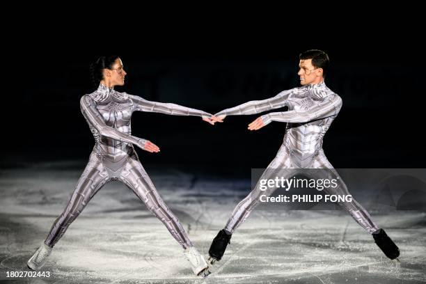 Italy's Charlene Guignard and Marco Fabbri perform in the gala exhibition during the ISU Grand Prix of Figure Skating NHK Trophy in Kadoma city,...