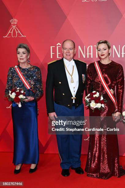 Princess Caroline of Hanover, Prince Albert II of Monaco and Princess Charlene of Monaco attend a Gala at the Grimaldi Forum during the Monaco...