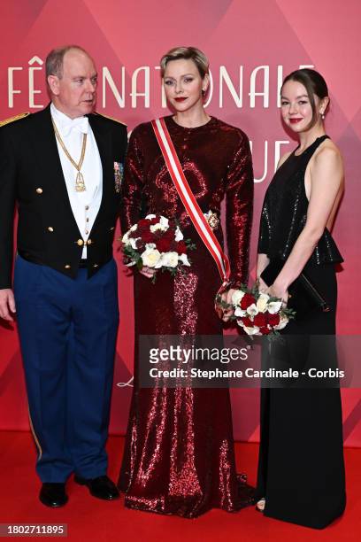Prince Albert II of Monaco, Princess Charlene of Monaco and Princess Alexandra of Hanover attend a Gala at the Grimaldi Forum during the Monaco...