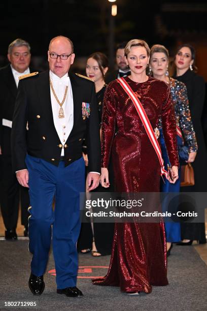 Prince Albert II of Monaco and Princess Charlene of Monaco attend the Monaco National Day 2023 on November 19, 2023 in Monaco, Monaco.