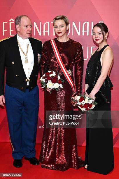 Prince Albert II of Monaco, Princess Charlene of Monaco and Princess Alexandra of Hanover attend a Gala at the Grimaldi Forum during the Monaco...
