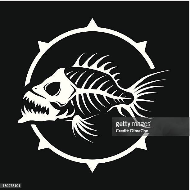ilustrações, clipart, desenhos animados e ícones de dead peixe - osso animal