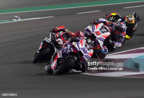 Jorge Martin of Spain and Pramac Racing leads the field during the MotoGP race during the MotoGP of Qatar - Race at Losail Circuit on November 19,...