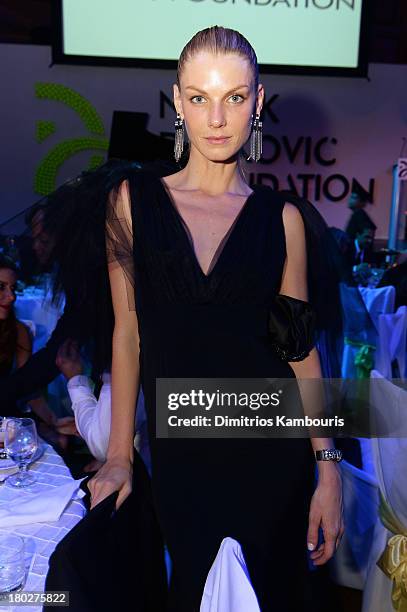 Model Angela Lindvall attends the Novak Djokovic Foundation New York dinner at Capitale on September 10, 2013 in New York City.