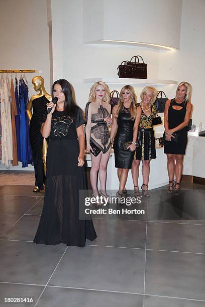 Alla Farberov, Elisabeth Farr, Jackie Melby, Dana Agamalian, and Jennifer Condas attend the Versace, JDRF Dream Guild of Orange County and Vogue...
