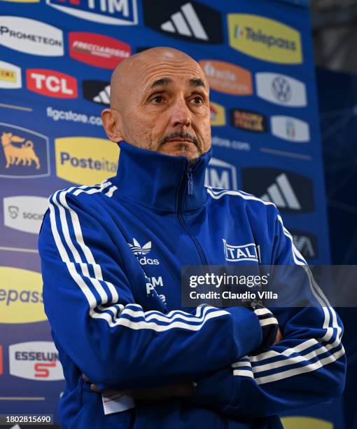 Head coach Italy Luciano Spalletti speaks with the media during an interview with televisons at Centro Tecnico Federale di Coverciano on November 19,...