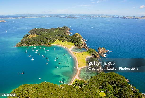 roberton island - bay of islands stock pictures, royalty-free photos & images