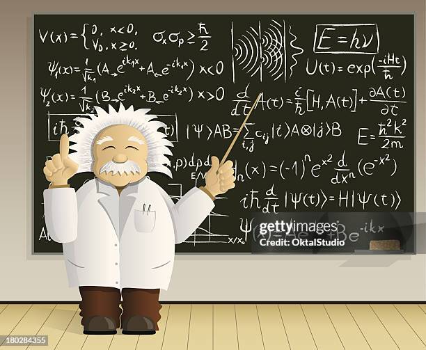 quantum physics lecture - physicist stock illustrations