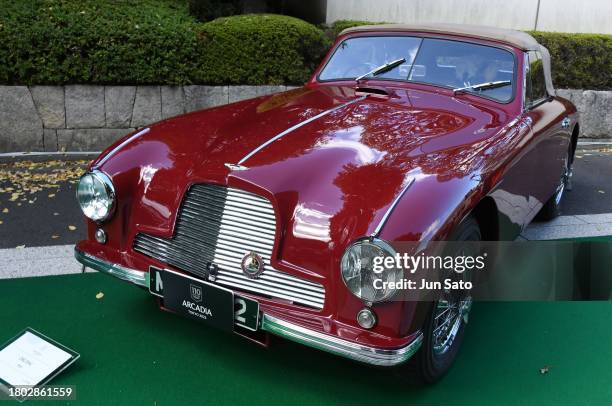 General view of a DB2 DHC from the year 1950 on display during Aston Martin Arcadia Tokyo concours d'Elegance at Sensoji Temple on November 18, 2023...