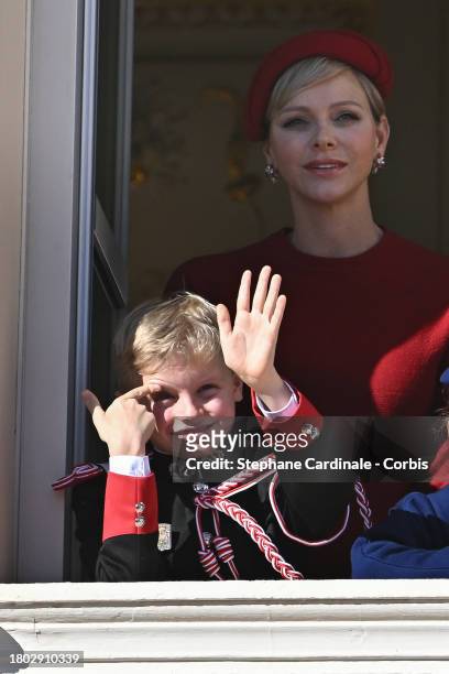 Princess Charlene of Monaco and Prince Jacques of Monaco attend the Monaco National Day 2023 on November 19, 2023 in Monaco, Monaco.