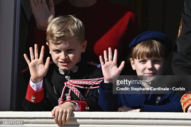 Prince Jacques of Monaco and Princess Gabriella of Monaco attend the Monaco National Day 2023 on November 19, 2023 in Monaco, Monaco.
