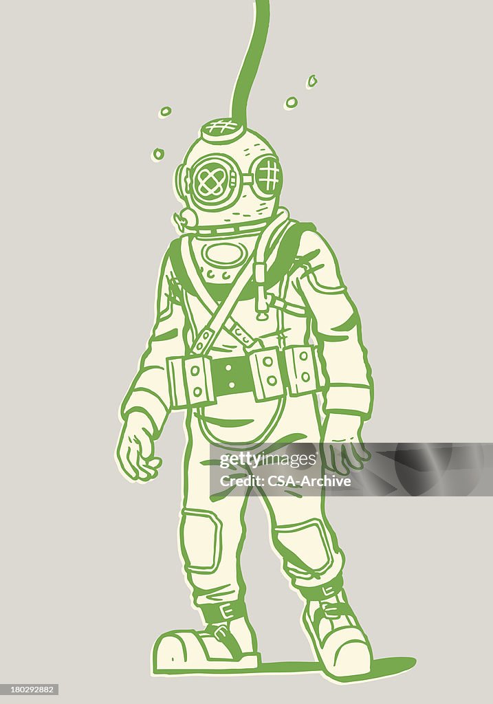 Illustration of a deep sea diver