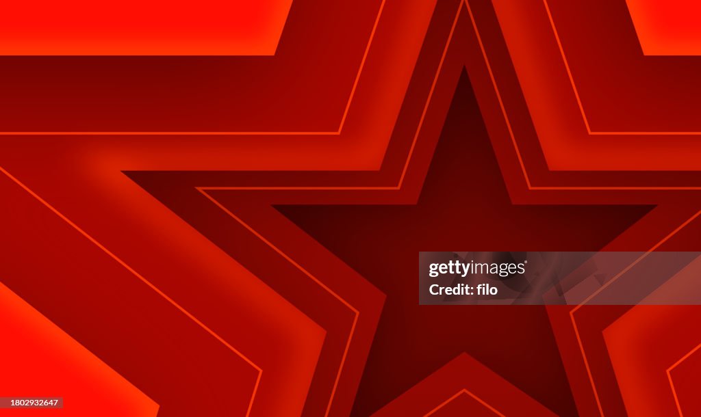 Red Star Background Frame Pattern