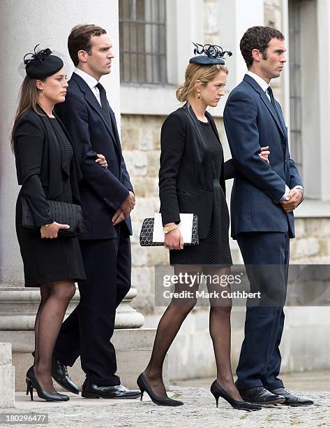 Hugh Van Cutsem Jr, Nicholas van Cutsem, Alice Haddon Patton and Rose Astor attend a requiem mass for Hugh van Cutsem who passed away on September...