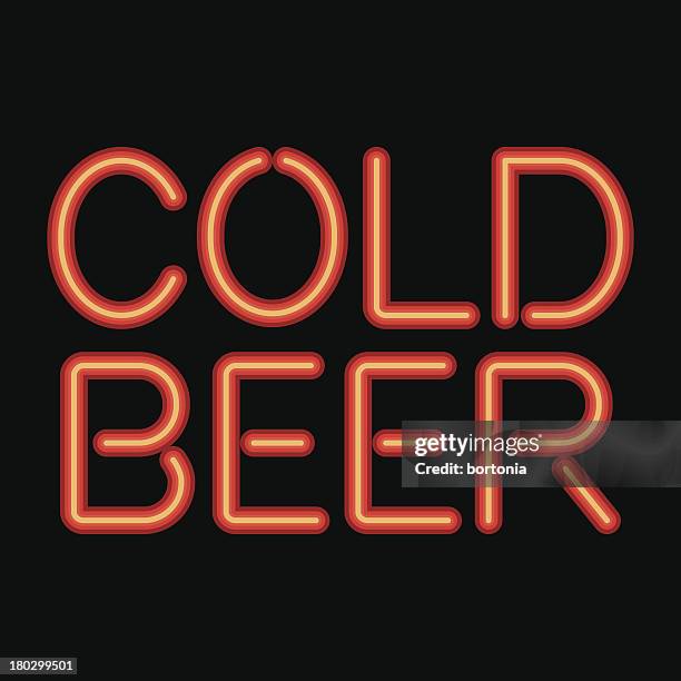 neon sign cold beer icon - cold beer stock illustrations