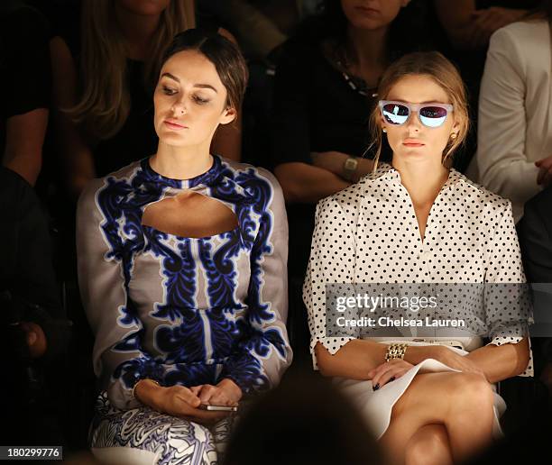 Nicole Trunfio and Olivia Palermo attend the Bibhu Mohapatra fashion show during Mercedes-Benz Fashion Week Spring 2014 at The Studio at Lincoln...