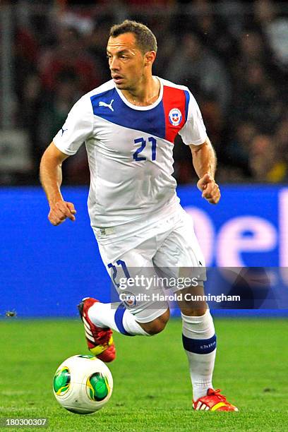 Marcelo Diaz of Chile in action during the Spain v Chile international friendly at Stade de Geneve on September 10, 2013 in Geneva, Switzerland.