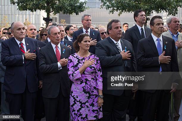 Former New York Mayor Rudy Giuliani , New York Mayor Michael Bloomberg, New Jersey Governor Chris Christie with wife Mary Pat Christie and New York...