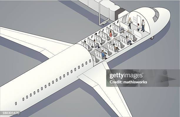 flugzeug cutaway-darstellung - cutaway drawing stock-grafiken, -clipart, -cartoons und -symbole