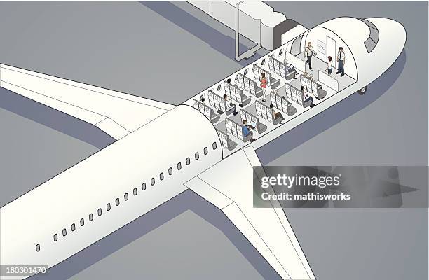 airplane cutaway illustration - commercial airplane stock illustrations stock illustrations